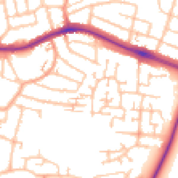 Daytime road noise heatmap for CV3 1LQ