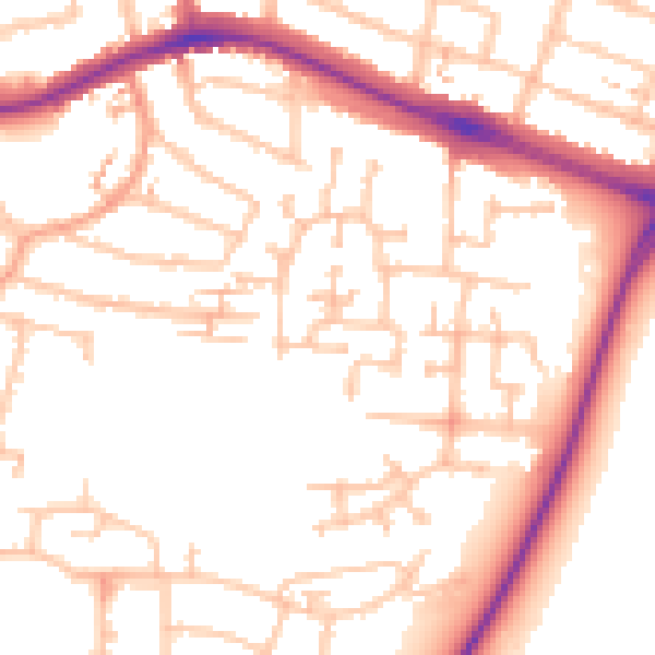 Daytime road noise heatmap for CV3 1NB