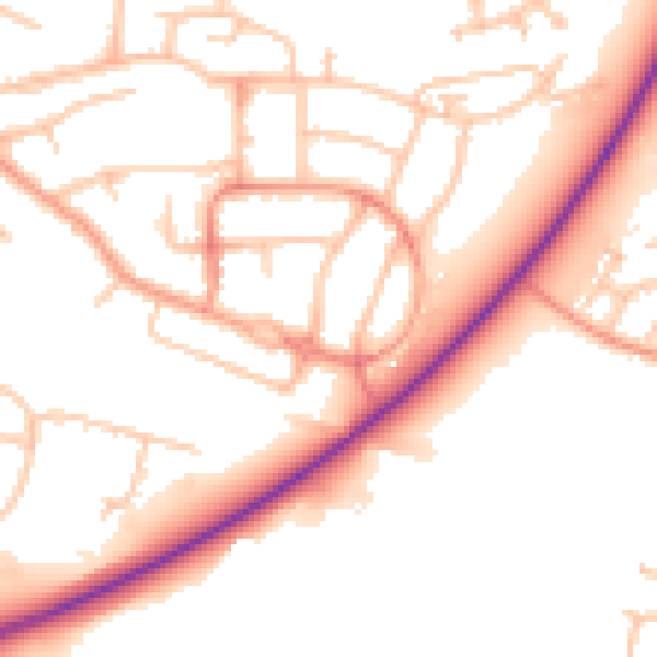 Daytime road noise heatmap for CV3 1NW