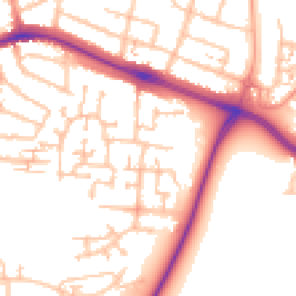 Daytime road noise heatmap for CV3 1QF