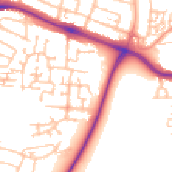 Daytime road noise heatmap for CV3 1QG