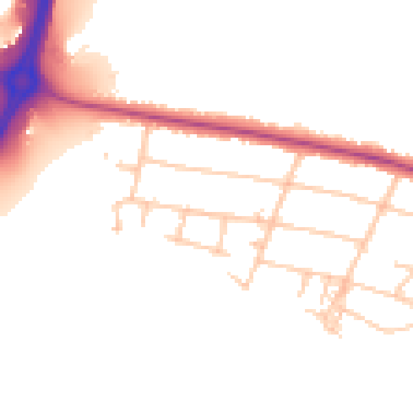 Daytime road noise heatmap for CV3 2BQ