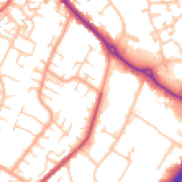 Daytime road noise heatmap for CV3 2JW