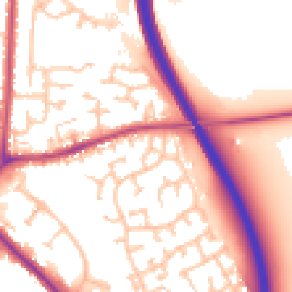 Daytime road noise heatmap for CV3 2XQ