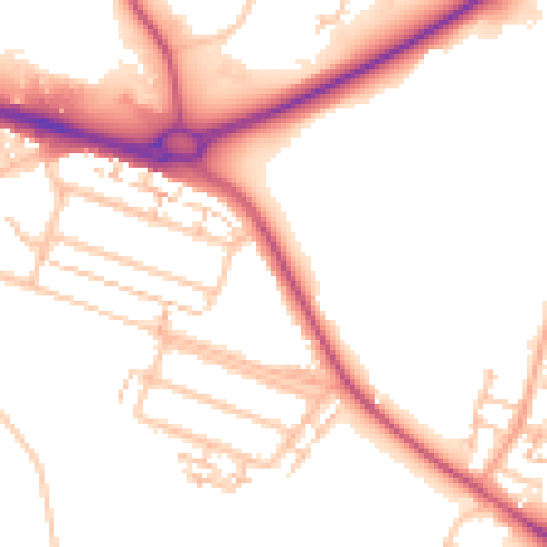 Daytime road noise heatmap for CV3 4BZ