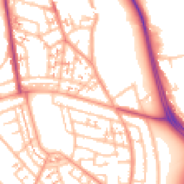 Daytime road noise heatmap for CV3 5GQ