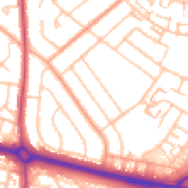 Daytime road noise heatmap for CV3 5LW