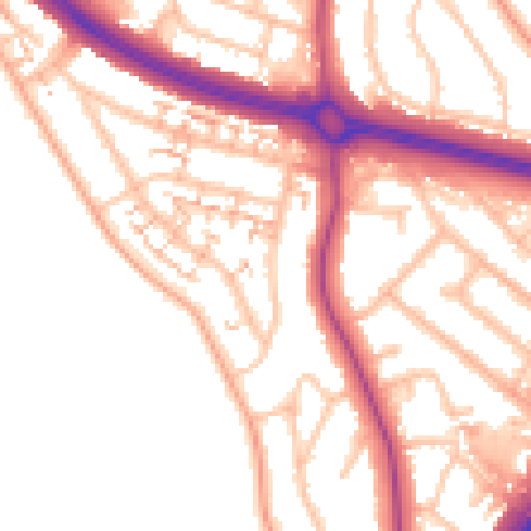 Daytime road noise heatmap for CV3 6JF