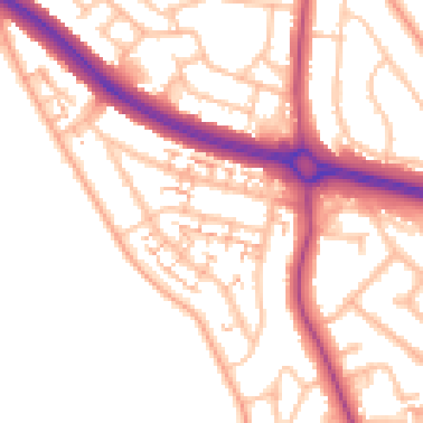 Daytime road noise heatmap for CV3 6JN