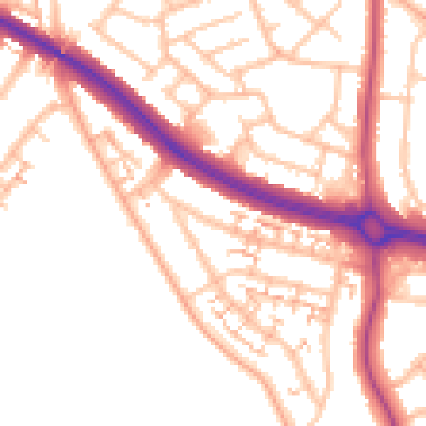 Daytime road noise heatmap for CV3 6JU