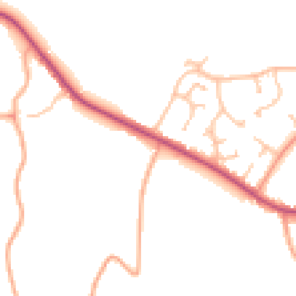 Daytime road noise heatmap for CV7 7AQ