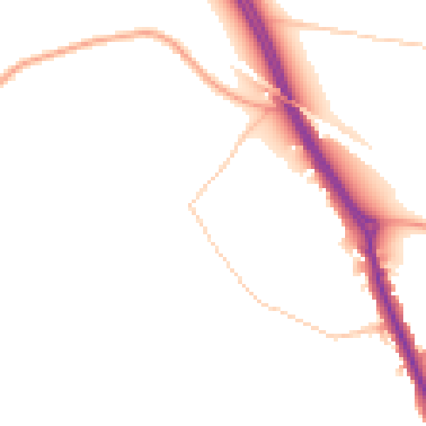 Daytime road noise heatmap for CV7 7BQ