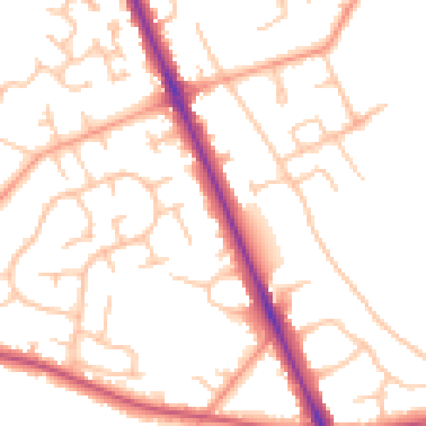 Daytime road noise heatmap for CV7 7DQ