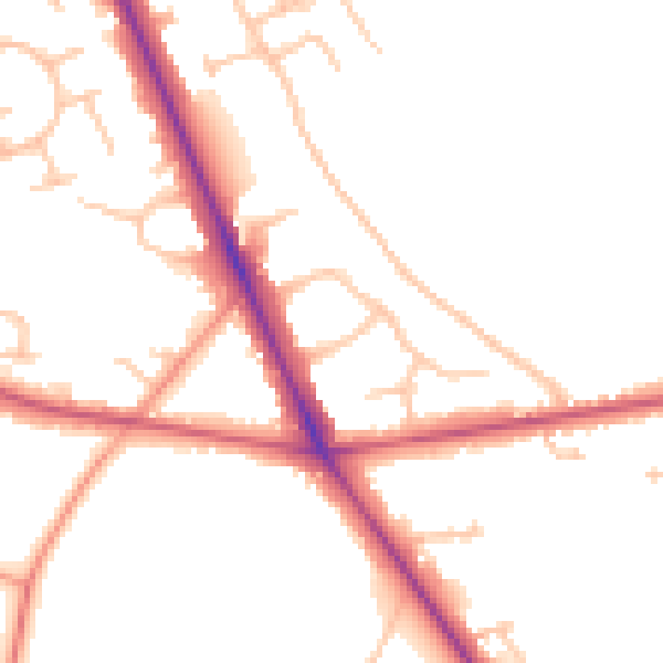 Daytime road noise heatmap for CV7 7DW