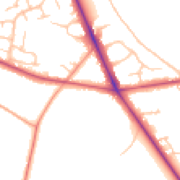 Daytime road noise heatmap for CV7 7DZ