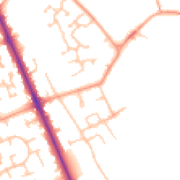 Daytime road noise heatmap for CV7 7EE