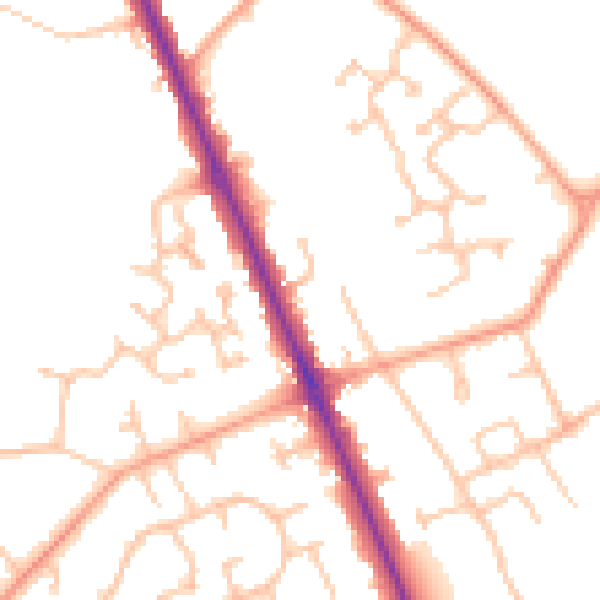 Daytime road noise heatmap for CV7 7EL