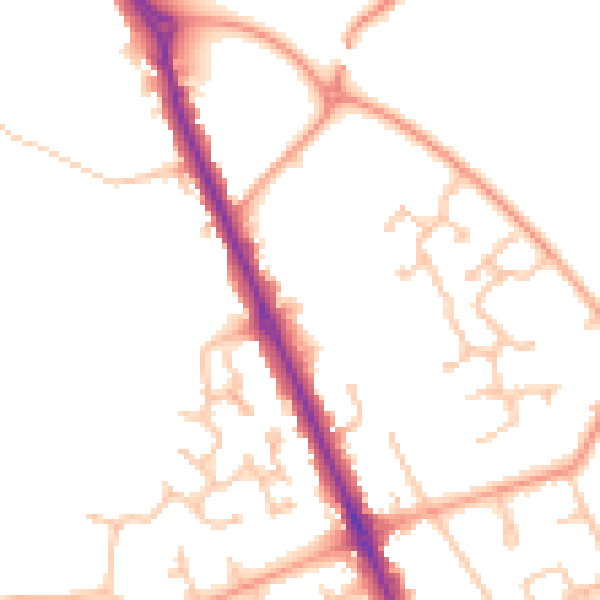 Daytime road noise heatmap for CV7 7EQ