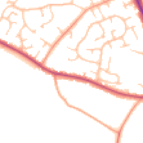 Daytime road noise heatmap for CV7 7FQ