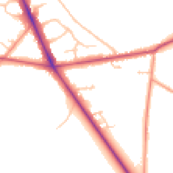 Daytime road noise heatmap for CV7 7JB