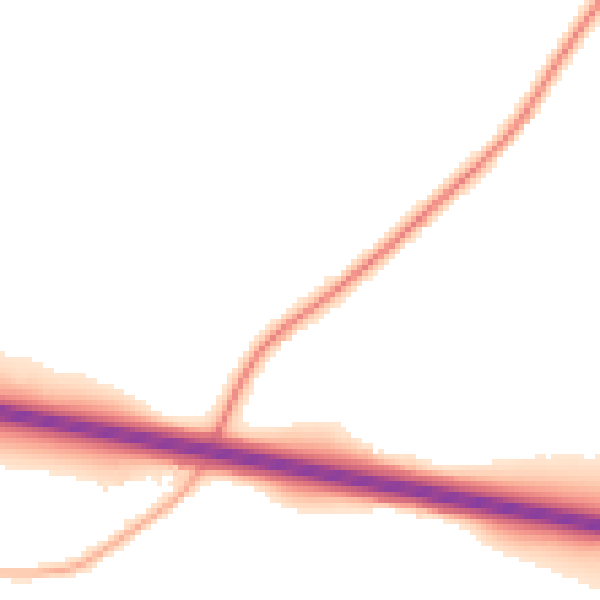 Night-time road noise heatmap for CV7 7JX