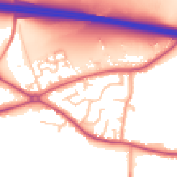 Daytime road noise heatmap for CV7 7LY