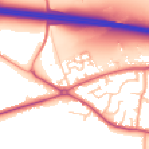 Daytime road noise heatmap for CV7 7LZ