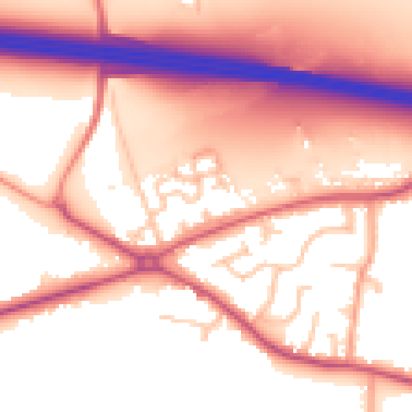 Daytime road noise heatmap for CV7 7NA