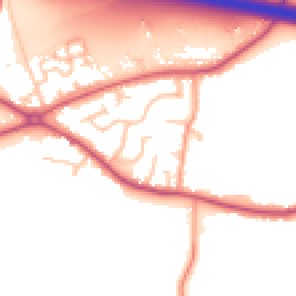Daytime road noise heatmap for CV7 7NQ