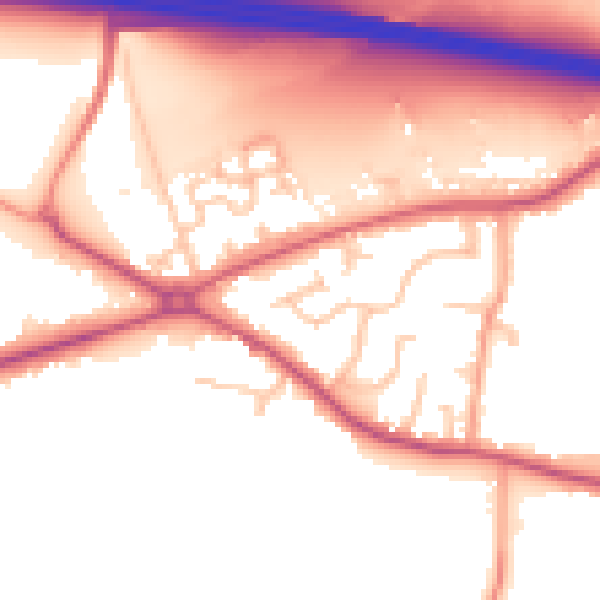 Daytime road noise heatmap for CV7 7NS