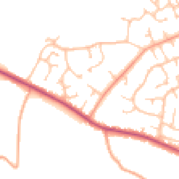 Daytime road noise heatmap for CV7 7PQ