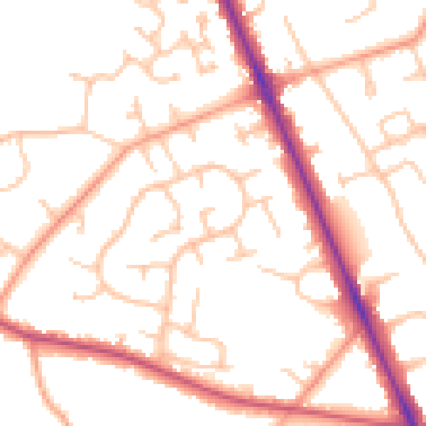 Daytime road noise heatmap for CV7 7PY