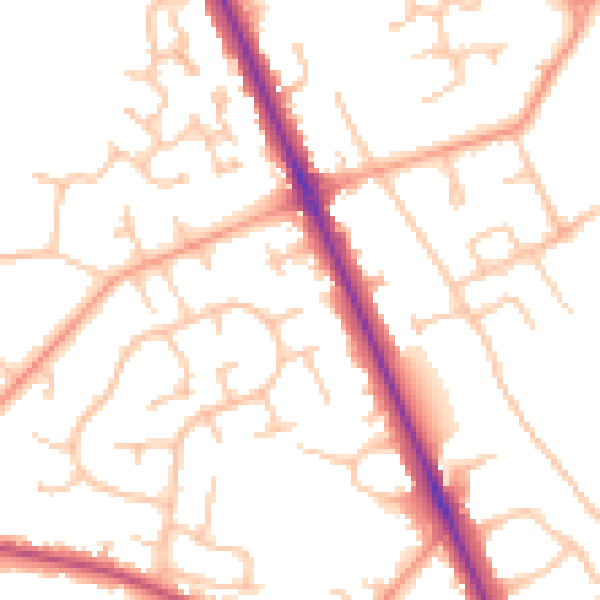Daytime road noise heatmap for CV7 7QJ