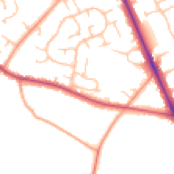 Daytime road noise heatmap for CV7 7QN