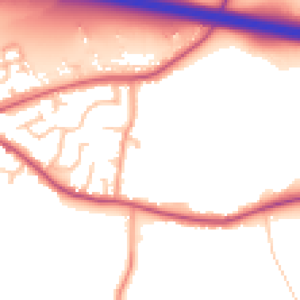 Daytime road noise heatmap for CV7 7QQ