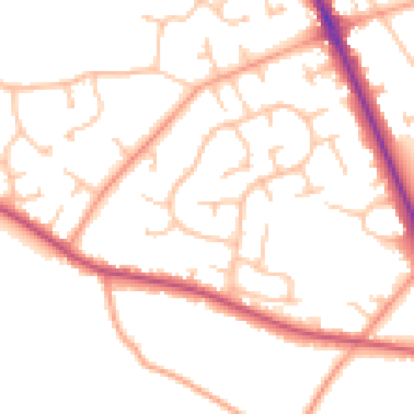 Daytime road noise heatmap for CV7 7QU