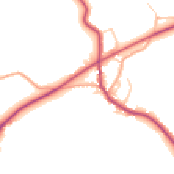 Daytime road noise heatmap for CV7 8EU