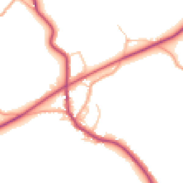 Daytime road noise heatmap for CV7 8EW