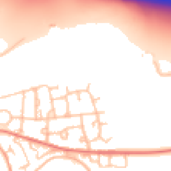 Daytime road noise heatmap for CV7 8NB