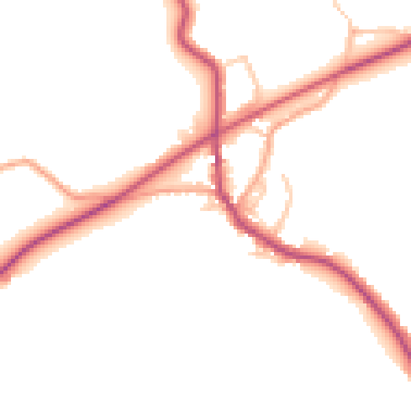 Daytime road noise heatmap for CV7 8NS