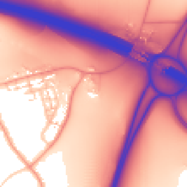 Daytime road noise heatmap for CV7 9AB