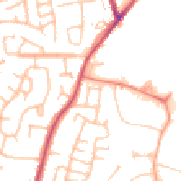 Daytime road noise heatmap for CV7 9AY