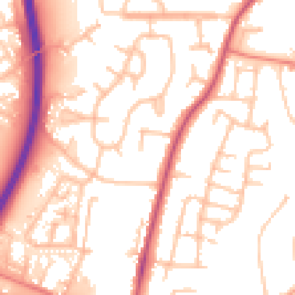 Daytime road noise heatmap for CV7 9BJ