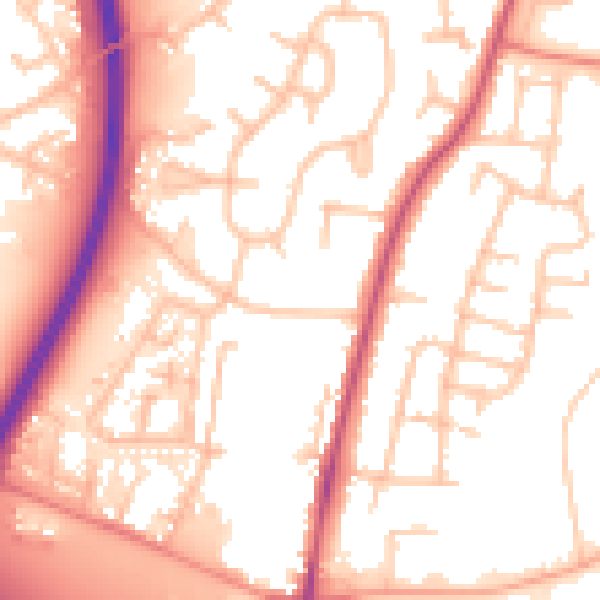 Daytime road noise heatmap for CV7 9BN