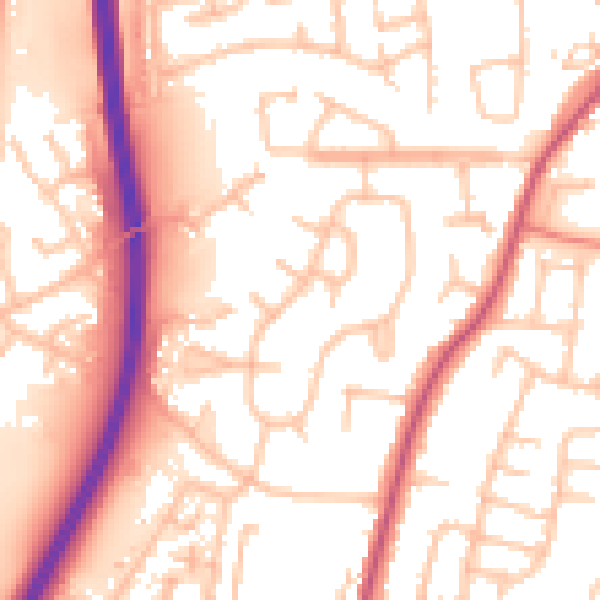 Daytime road noise heatmap for CV7 9BT