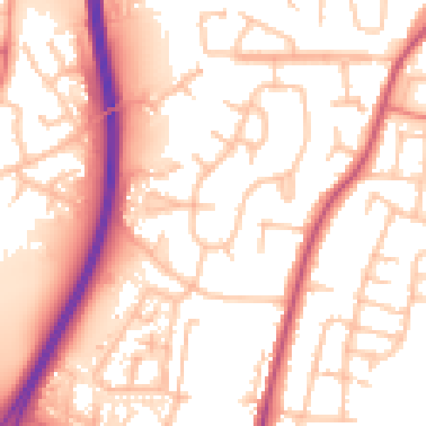 Daytime road noise heatmap for CV7 9BW