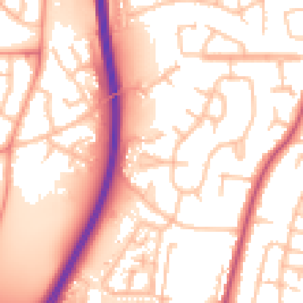 Daytime road noise heatmap for CV7 9BX