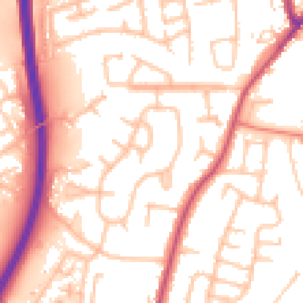 Daytime road noise heatmap for CV7 9DA