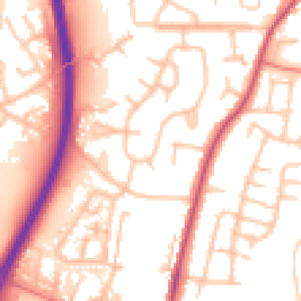 Daytime road noise heatmap for CV7 9DD