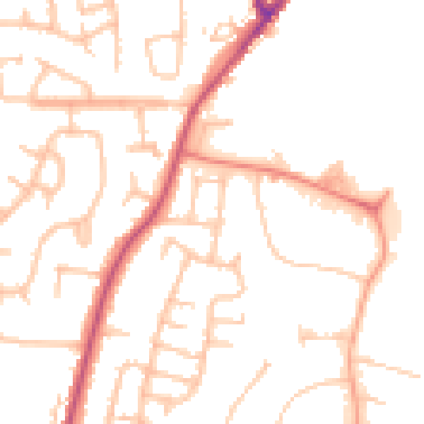Daytime road noise heatmap for CV7 9FZ
